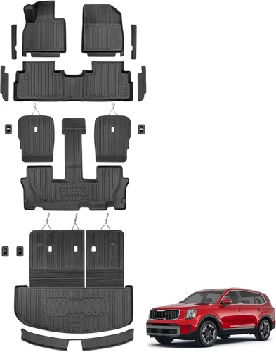 Vista 33 de Alfombrillas para suelo de Dodge Durango 2016-2025 2026 de 6 asientos, protector de carga para todo tipo de clima, TPE resistente, impermeable