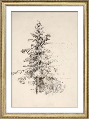Vista 45 de MUDECOR Lienzo enmarcado prémium para pared, pinos nevados en bosque de invierno, ilustraciones modernas, arte contemporáneo, escénico, divertido