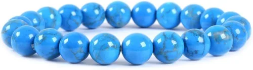 Vista 6 de Brazalete Justinstones de piedras semipreciosas, gemas de 8 mm, redondas, elástico, de 7 pulgadas, unisex Ojo de tigre azul de grado A