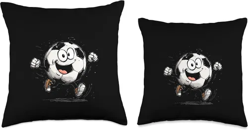 Vista 3 de Happy Soccer Ball Costume for Cartoon Lovers Throw Pillow