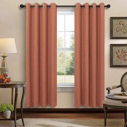 Vista 15 de Pitalk Cortinas texturizadas de lino para oscurecer la habitación para dormitorio, 63 pulgadas de largo, 2 paneles con ojales burg, cortinas opacas