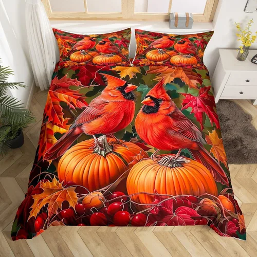 Vista 33 de Erosebridal Juego de funda de edredón individual de pavo de Acción de Gracias, juego de ropa de cama de calabaza y hojas de otoño para niños