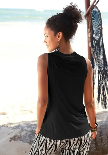Vista 3 de SAUKOLE Camiseta sin mangas con cuello halter para mujer, con espalda cruzada, con bonito estampado, para yoga, correr, verano