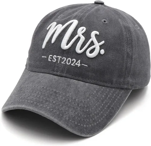 Vista 3 de Mr and Mrs Gifts 2024 Sombreros para hombres y mujeres, regalos de boda para recién casados, sombrero bordado 3D ajustable para parejas