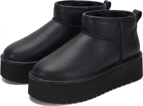 Vista 8 de Project Cloud - Botines de piel 100% auténtica para mujer, botas de plataforma Castaño