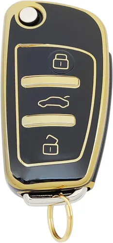 Vista 5 de Funda protectora de TPU suave de 360 grados compatible con Audi A1 A3 A4 A6 A8 TT Q7 S6 llavero