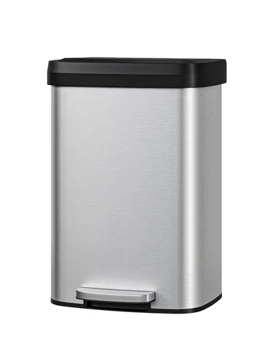Vista 16 de Garvee Basurero de metal de 13 galones / 50 L con tapa, bote de basura grande para cocina, cubo de basura de metal a prueba de óxido con pedal