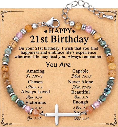 Vista 35 de TONY & SANDY Pulsera de cruz cristiana para mujer, regalo de San Valentín para ella, regalo de confirmación de bautismo, Pascua, regalo único