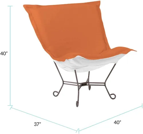 Vista 3 de Howard Elliott Scroll Puff Chair con cubierta, marco de titanio, Seascape Canyon