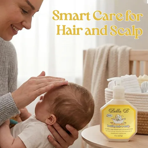 Vista 5 de Bella B Naturals Healthy Hair & Scalp Baby Cradle Cap Treatment 8 oz – Tratamiento de cuna para bebés – Acondicionador de bebé sedoso – Tratamiento