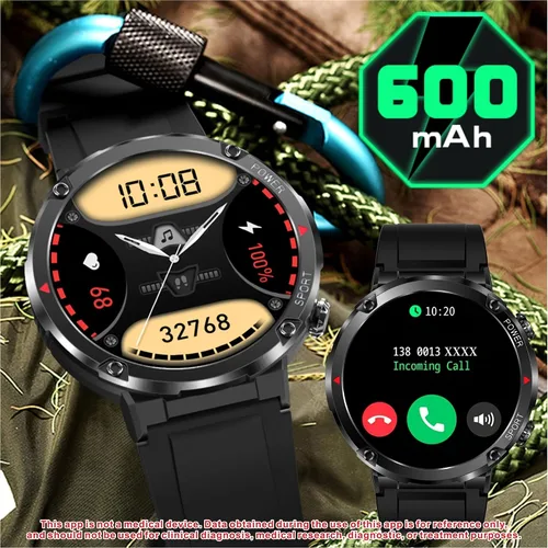Vista 9 de Reloj inteligente (respuesta/haz llamadas) para hombres, reloj inteligente redondo de pantalla grande de 1.6 pulgadas para iPhone Android
