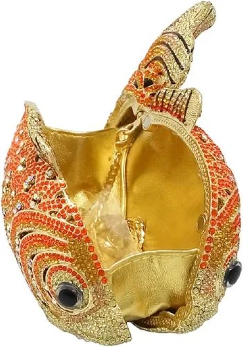 Vista 5 de Boutique De FGG Bolsos de mano con diamantes de imitación de pescado para mujer, bolsos formales de noche, bolso de graduación, boda, fiesta, bolsa