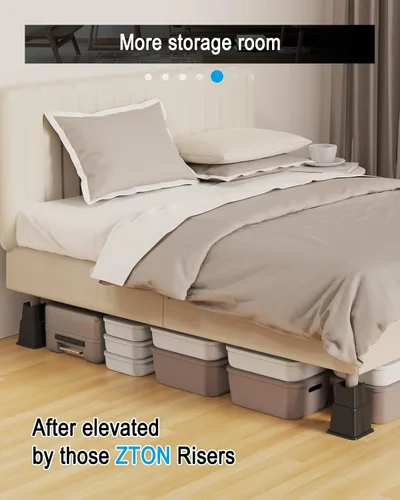 Vista 2 de ZTON Elevadores para muebles de cama, elevadores de 3 pulgadas de altura, resistentes tanto para postes como ruedas de muebles, sofá, cama, silla