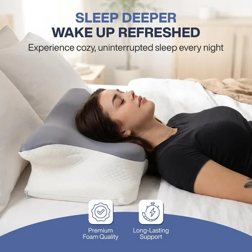 Vista 6 de Almohada ergonómica de espuma viscoelástica con orificio para el brazo, soporte ortopédico cervical de mariposa para dormir de lado, reduce