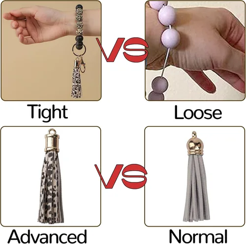 Vista 4 de GIEMSON Llavero de silicona para mujer, pulsera con cuentas para automóvil
