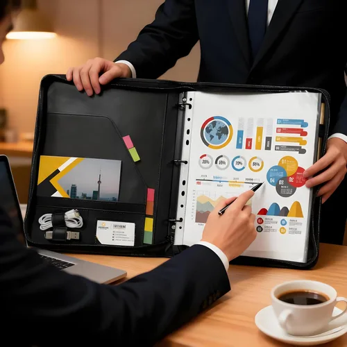 Vista 2 de Yodo Carpeta de 3 anillos con cremallera, organizador ejecutivo profesional para documentos, currículum, reuniones de negocios y entrevistas, se