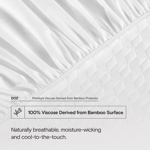 Vista 5 de DOZ - Protector de colchón, 100% viscosa derivada de bambú, funda de colchón de tela de aire 3D, 100% impermeable, ultrasuave, silenciosa, lavable a