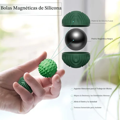 Vista 2 de luckdoor Bolas Magnéticas de Silicona Fidget para Adultos y Adolescentes, 4PCS Juguetes Sensoriales para Aliviar el Estrés para Autismo TDAH