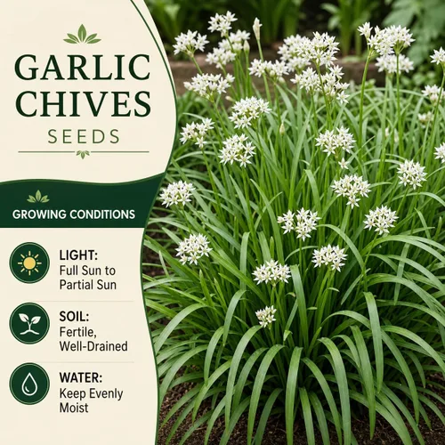 Vista 4 de Semillas de cebollino de ajo - 500 semillas para plantar - Hierba perenne para jardín y cocina
