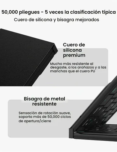 Vista 8 de Nillkin - Teclado plegable de viaje con panel táctil y teclado numérico, teclado Bluetooth inalámbrico portátil plegable de tamaño completo