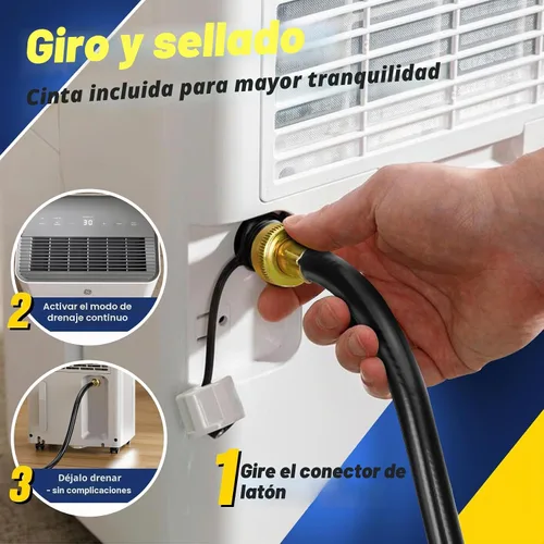 Vista 6 de (7 opciones de longitud) Manguera de drenaje deshumidificador con conector FHT de 3/4 pulgadas, con accesorios de latón resistentes al óxido