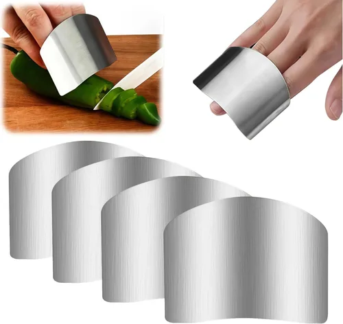Vista 10 de Protector de dedos de acero inoxidable, ajuste universal, protector de dedos ajustable para cortar alimentos, herramienta de corte premium