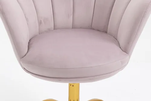 Vista 8 de Silla cómoda de oficina en casa con ruedas, linda silla de escritorio de tocador giratoria ajustable de terciopelo con respaldo de concha marina