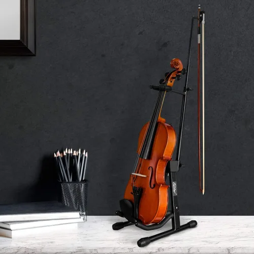 Vista 7 de Eastar Soporte para violín con lazos, soporte para guitarra acústica bajo, mandolina, banjo, soporte portátil y ajustable negro, fácil de instalar