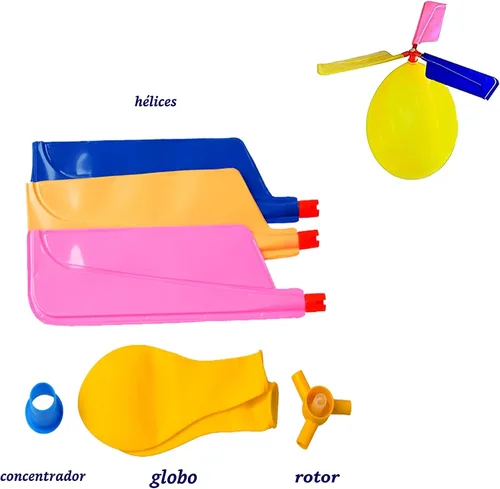 Vista 6 de Juguete de globo helicóptero para niños (paquete de 12) Regalo del día del niño, accesorio para fiestas, cesta de pascuas, medias navideñas