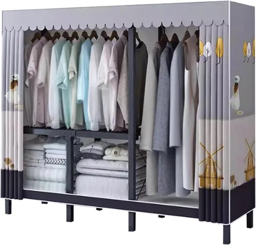 Vista 11 de Armarios grandes Armario portátil Armario con áreas para colgar Armario de metal de acero Armario de ropa Armario para colgar Dormitorio Armario
