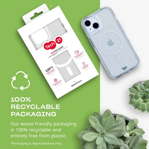 Vista 2 de Tech21 Evo - Funda transparente para iPhone 16e y 15, compatible con MagSafe, funda de protección contra impactos, transparente