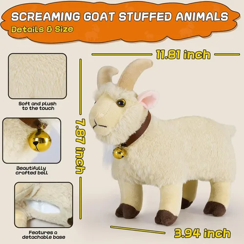 Vista 4 de Juguete de peluche de cabra gritando, animal de peluche de cabra con divertido sonido gritante, regalo de broma para niños, amigos y compañeros