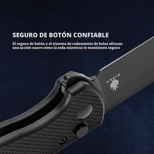 Vista 4 de Kizer Amicus Cuchillo de bolsillo pequeño, 2.95 pulgadas 9Cr18MoV hoja de acero, mango negro G10 plegable EDC cuchillo L3002A1