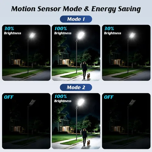 Vista 2 de 17" Solar Street Lights Outdoor Waterproof, 36000LM 6500K Dusk to Dawn Solar Flood Light, Motion Sensor Solar-Powered Light with Remote Control