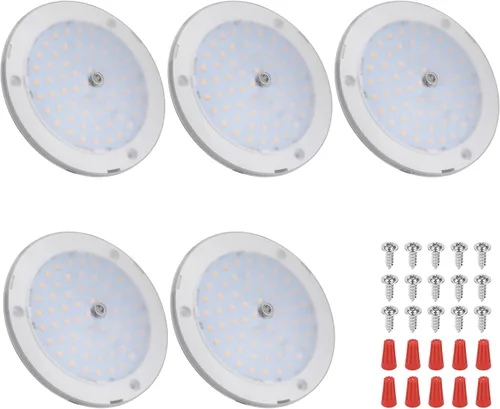 Vista 9 de RVZONE Luces interiores de caravana, luz LED de techo de 5 pulgadas, regulable, 12 voltios, luces LED de 12 V, luces de disco RV de 4.5 W, luz