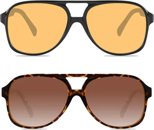 Vista 2 de YDAOWKN Gafas de sol clásicas vintage estilo aviador para mujeres y hombres, montura grande retro de los años 70