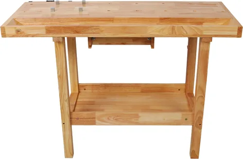 Vista 6 de Banco de trabajo de madera de 48 pulgadas, banco de carpintería resistente con mango ajustable, capacidad de carga de 330 libras, mesa de trabajo