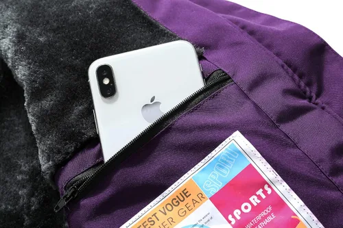 Vista 6 de MOERDENG Chaqueta de esquí impermeable para mujer, abrigo de nieve con capucha para invierno, chaqueta de esquí resistente al viento para mujer