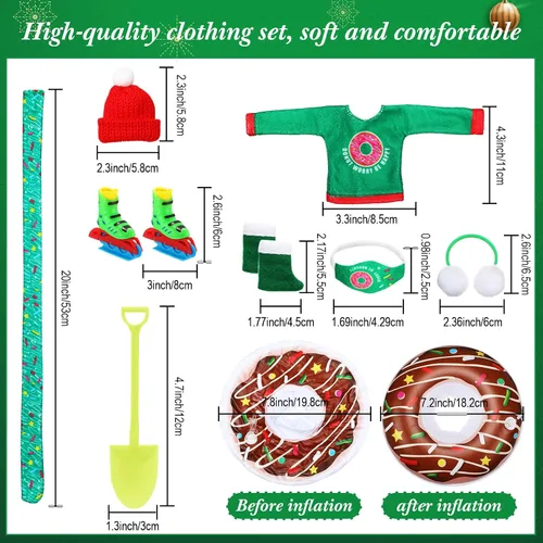 Vista 2 de Jenaai Conjunto de 9 Piezas de Accesorios Navideños Ropa Navideña Incluye Tubo de Nieve Inflable, Orejeras, Bufanda, Suéter, Bota, Máscara