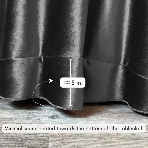 Vista 4 de YOUR CHAIR COVERS - Mantel redondo de terciopelo de 120 pulgadas - Mantel de lino negro para mesas redondas estándar