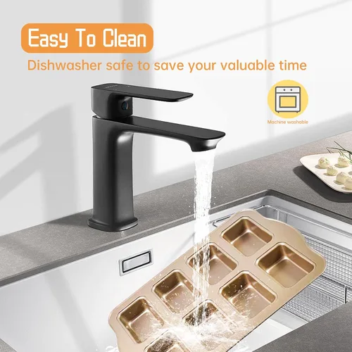 Vista 3 de Mini molde para pan, sartén antiadherente de acero al carbono, molde para pan de 8 cavidades para hornear al horno, dorado