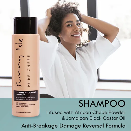 Vista 8 de Sunny Isle Pure Chebe Extreme Champú Hidratante – Anti-Breakage, Reversión de Daños – 12 oz