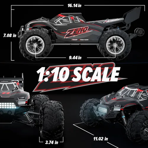 Vista 7 de Hosim Coche RC 1/10 para adultos y niños de 48+KMH, auto eléctrico de control remoto de alta velocidad, camión RC grande 4 x 4 todoterreno, todo