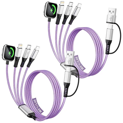 Vista 14 de Cruise Travel Essentials 2026, cable USB A/C 3 en 2 para iPhone 17, cargador iWatch, cable de carga múltiple trenzado, cable de carga múltiple