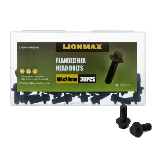 Vista 14 de LIONMAX Pernos de cabeza hexagonal con brida, pernos hexagonales de brida M6 x 0.472 in Roscas completas, acabado de óxido negro, resistencia a