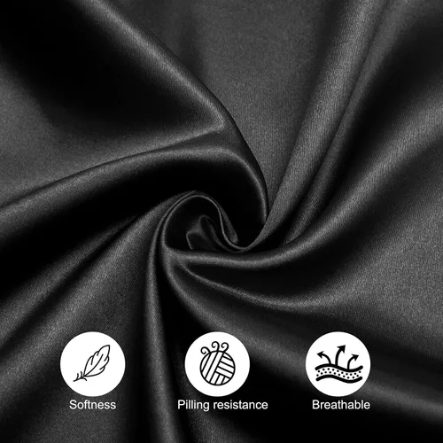 Vista 7 de Horbaunal Paquete de 30 servilletas de satén negro de 20 x 20 pulgadas, servilletas cuadradas suaves de tela sedosa, decoración de mesa para bodas