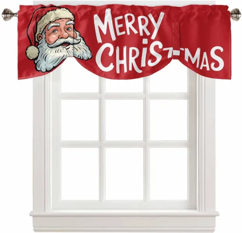 Vista 12 de Cenefas de Navidad de invierno para ventanas, cortinas de cocina con bolsillo para barra, cortinas con aislamiento térmico para ventana de baño