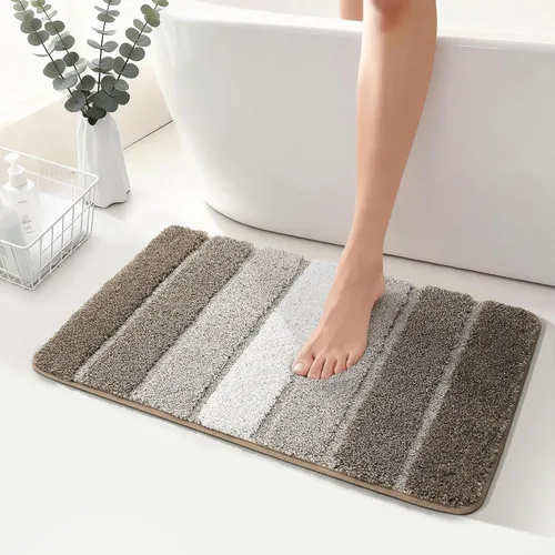 Vista 25 de COSY HOMEER Alfombras de baño de 24 x 17 pulgadas, ultra suaves y absorbentes, con respaldo de TPR antideslizante, lavable a máquina, alfombra Beige