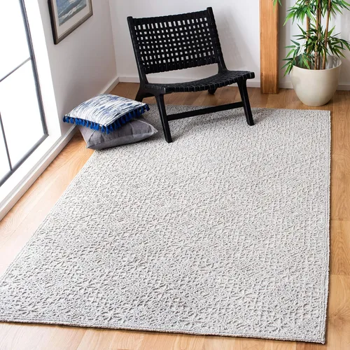 Vista 6 de SAFAVIEH Trace Collection - Alfombra decorativa de 2 pies 6 pulgadas x 4 pies, gris y gris, lana hecha a mano, ideal para zonas de alto tráfico