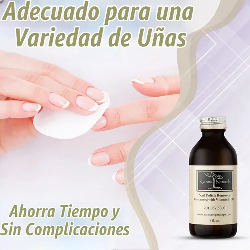 Vista 7 de Karma Organic Removedor de esmalte de uñas natural sin perfume con aceite de vitamina E, no tóxico, vegano, libre de crueldad, sin acetona